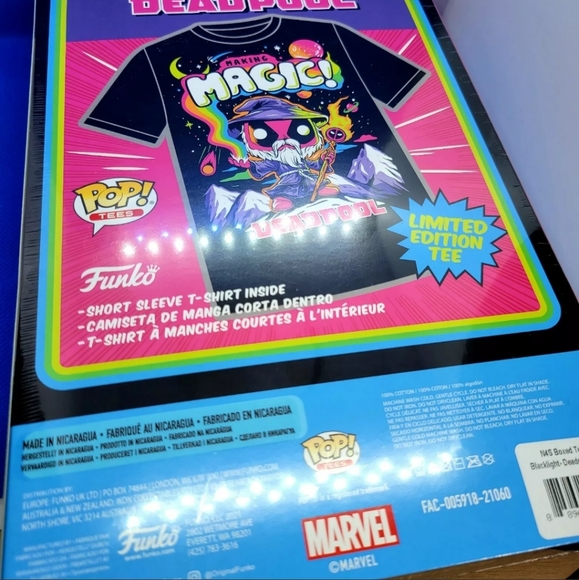 Funko Pop Marvel Deadpool T-Shirt (Blacklight)  Size Large - Target Exclusive - Picture 5 of 5
